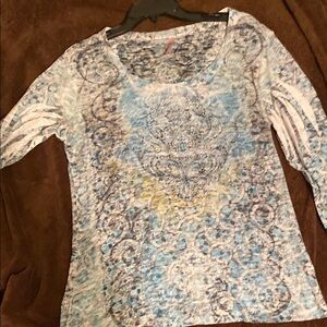 Women's Blue Patterned Top